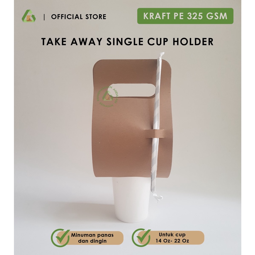 Take away single cup holder / Single cup holder Kraft / drink carrier