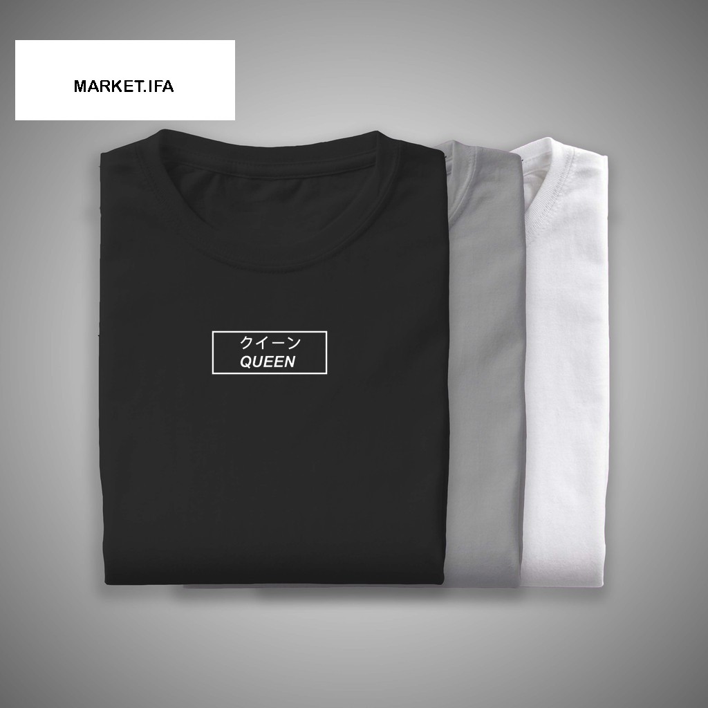Kaos Tulisan Korea Queen | Baju Atasan Wanita Dewasa Tebal Lengan Pendek