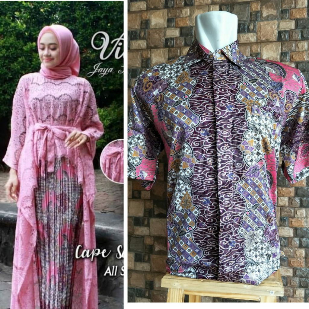 set kebaya cape savitri hem pendek couple kekinian