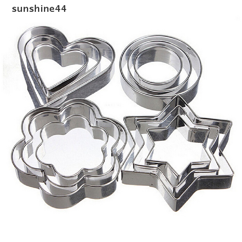 Sunshine 1 Set / 12Pcs Cetakan Kue / Cookies / Telur Bahan Stainless Steel