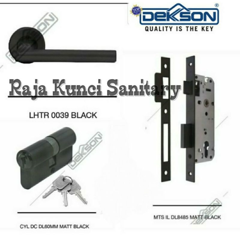 Paket Lengkap Handle Pintu Dekson LHTR 0039 Matt Black+MTS IL 8485 Black+Cylinder 60mm Dekson Black/