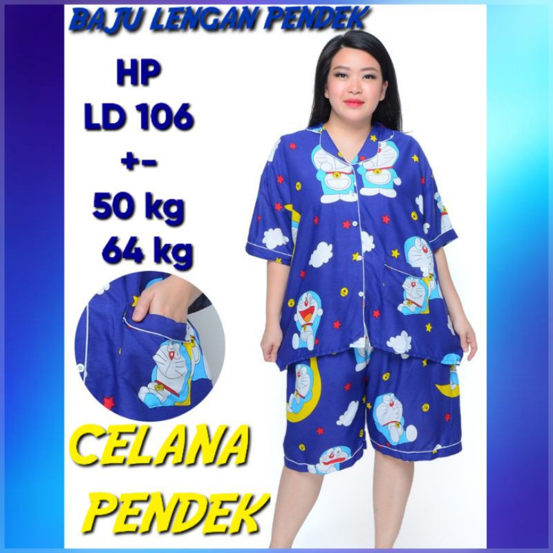 Baju tidur piyama wanita dewasa setelan celana panjang motif karakter perempuan piyama set