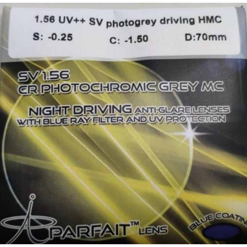 Lensa Photocromic Blueray Night Drive
