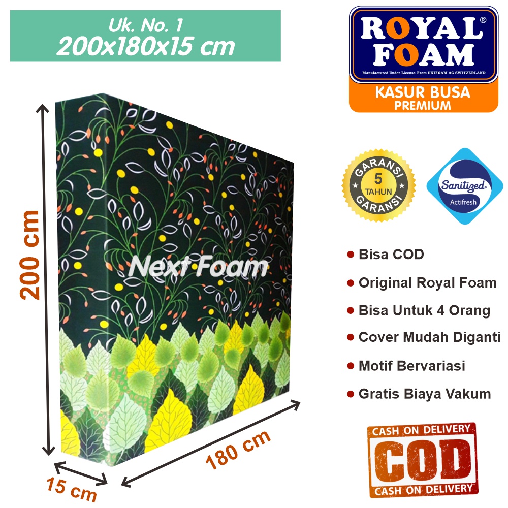 Kasur Busa Royal Foam Ukuran No 1 200x180x15 cm Tebal 15 cm D16 ORIGINAL Garansi 10 Tahun