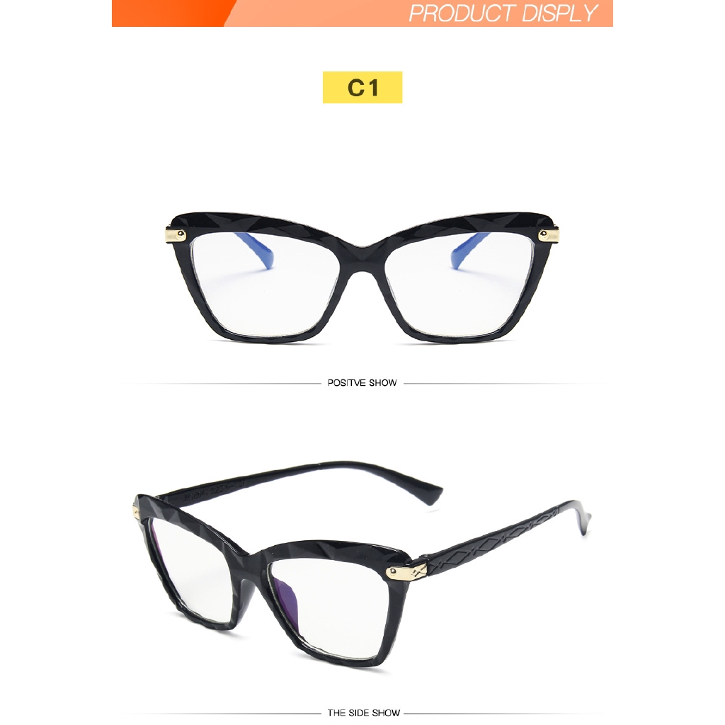 Kacamata Hitam Retro Lensa Transparan Anti Uv Frame Mata Kucing Untuk Pria / Wanita