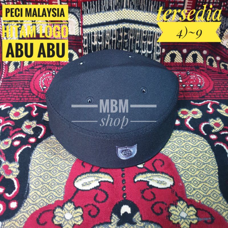 Peci Malaysia Songkok Malaysia Hitam polos logo abu abu