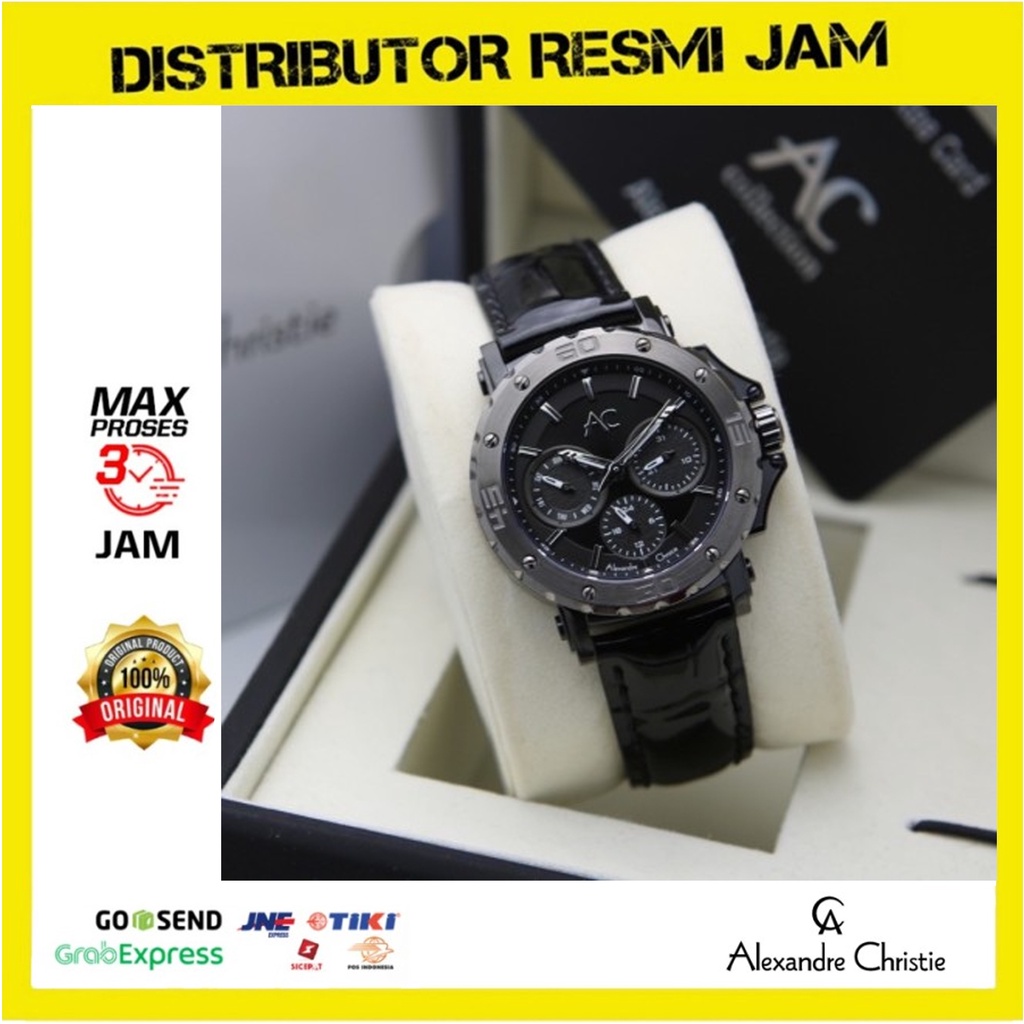 Jam Tangan Wanita Alexandre Christie AC9205BF AC 9205 BF AC9205 BF AC 9205BF All Black Cronograph Le