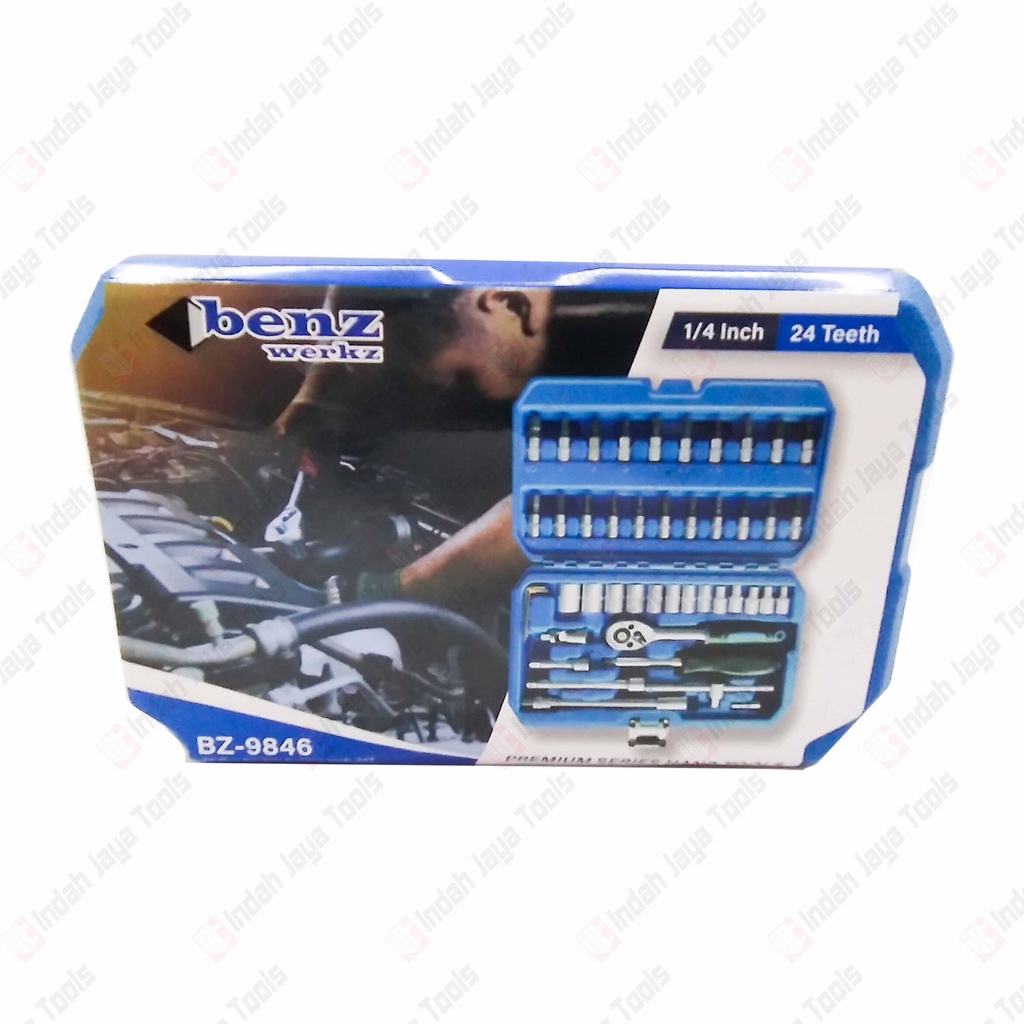 BENZ BZ-9846 Kunci Sok Set 46 Pcs 1/4&quot; Mata Obeng Socket Sock Motor