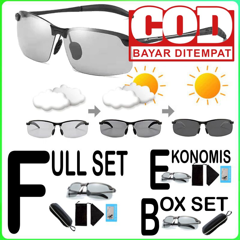 Kacamata Photochromic Polarized Lenses Day and Night Sunglasses