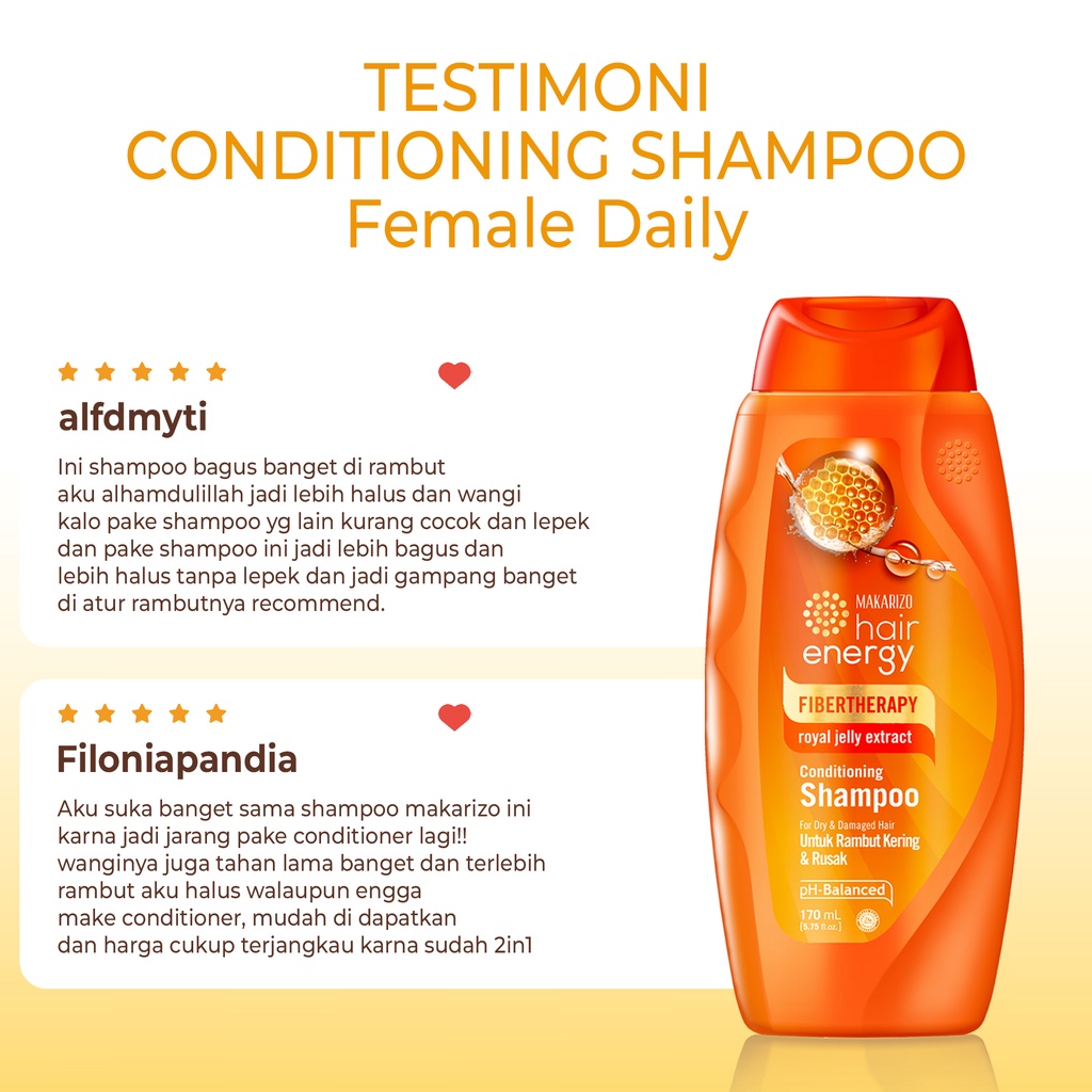 Makarizo Hair Energy Fibertherapy  Conditioning Shampoo Royal Jelly 170 mL / Shampo Kondisioner-5