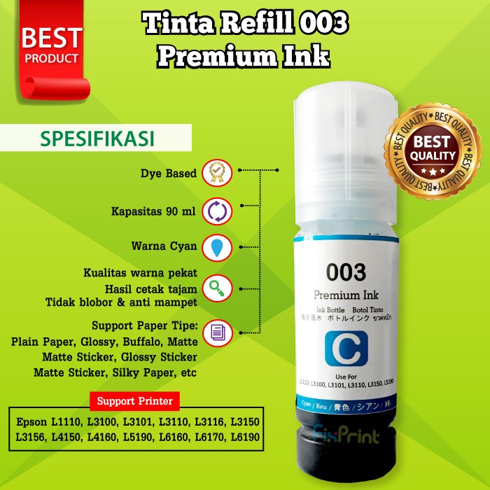 TINTA BOTOL EPSN T 003 BK C M Y /Color PREMIUM INK