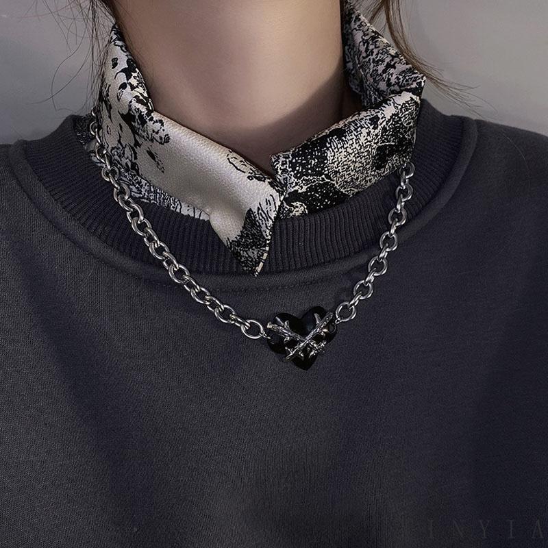 Ready Stock✨Kalung Titanium Wanita Korea Anti karat Dan Anti Luntur Rantai Klavikula Hati Gaya Hip Hop Untuk Aksesoris Simple Murah COD Fashion