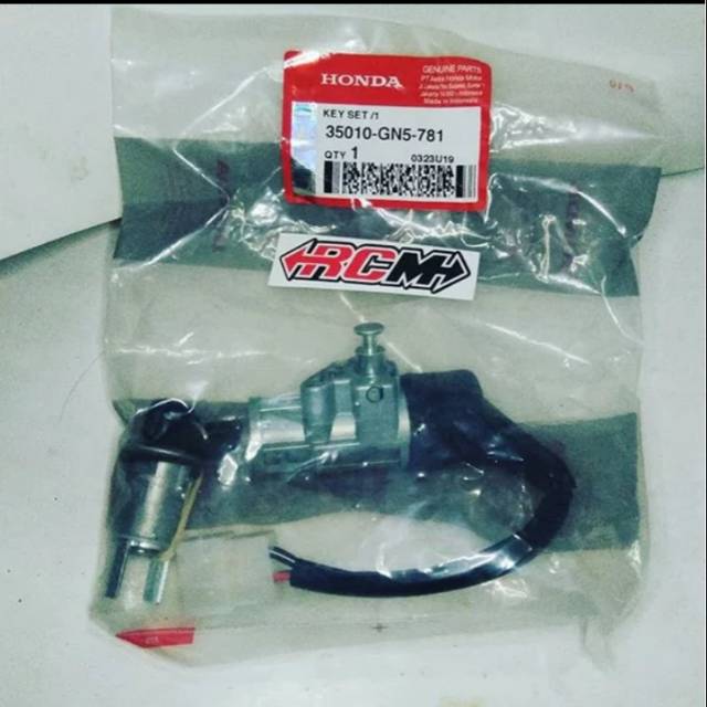 35010-GN5-781 KEY SET KUNCI KONTAK SET ASSY PLUS KUNCI JOK SADEL PRIMA STAR ORI HONDA AHM ASLI 35010