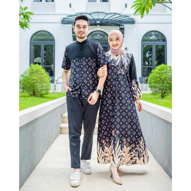 Baju dress gamis set setelan oneset couple pasangan sarimbit kembaran seragam keluarga kemeja koko ayah pria ibu suami istri