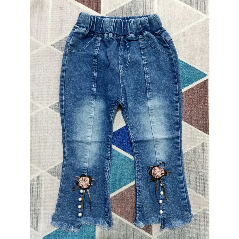 Celana Jeans Anak Perempuan Import Aplikasi Mutiara 1-5 Tahun Part2