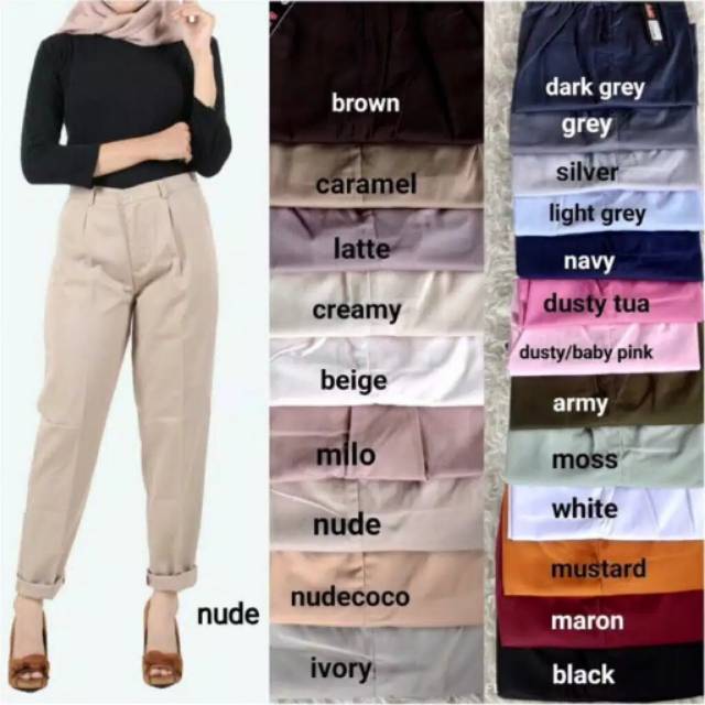 COD CELANA  BAGGY PANTS WANITA WARNA  ARMY LATTE  HITAM 