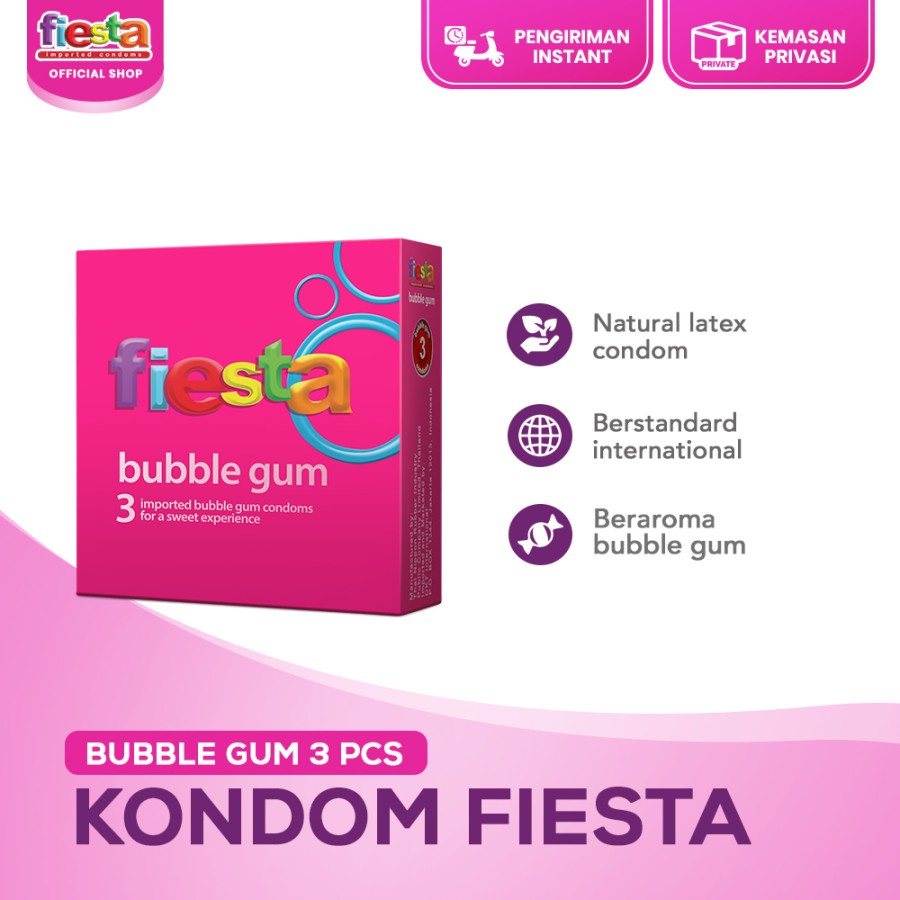 Kondom Fiesta Bubble Gum isi 3 pcs Condom Bubblegum