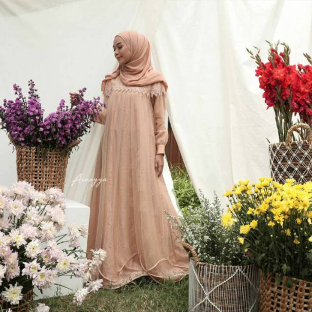 * HABIS * Lubna dress by ainayya nude M 140cm
