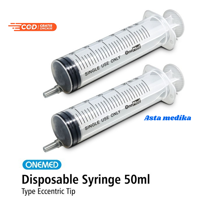 Spuit 50cc Lubang Samping Onemed  Syringe 50ml Onemed Eccentric Tip - Disposable Syringe Onemed 50cc Eccentric Tip