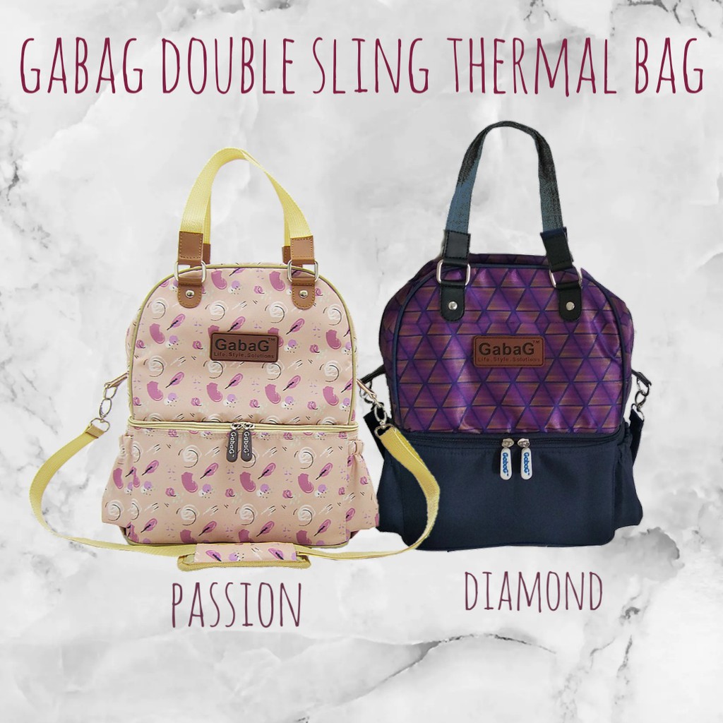 Gabag Double Sling Thermal Sensor Cooler Bag Andara / Cappuccino / Diamond / Passion - Tas Cooler Pendingin Asi Bayi