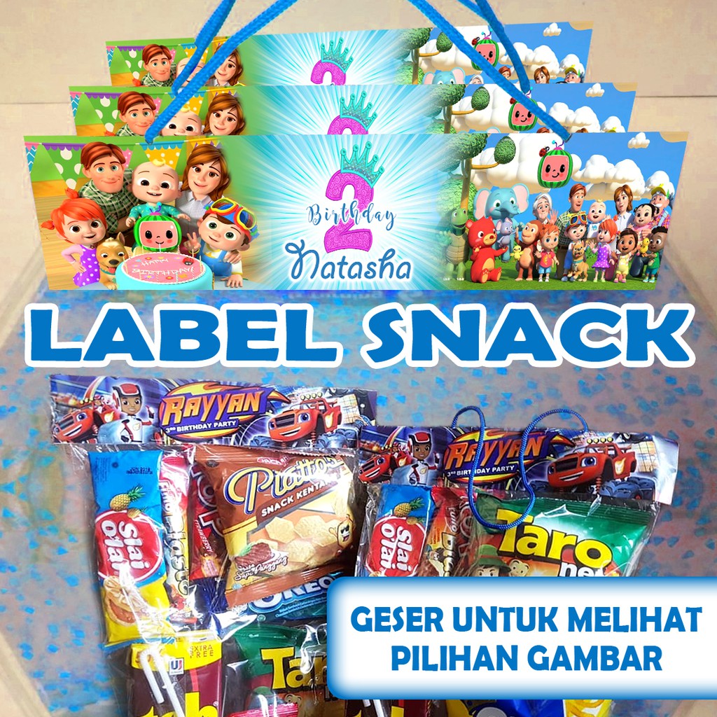 

LABEL PLASTIK SNACK TEMA COCOMELON ULTAH / ULANG TAHUN LEBAR 20CM