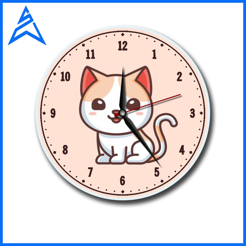 JAM DINDING CAT KUCING MDF KAYU