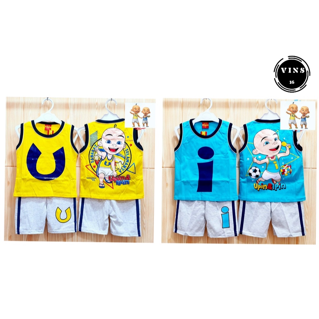 SETELAN ANAK SINGLET UPIN DAN IPIN  BAJU ANAK LAKI LAKI UPIN DAN IPIN