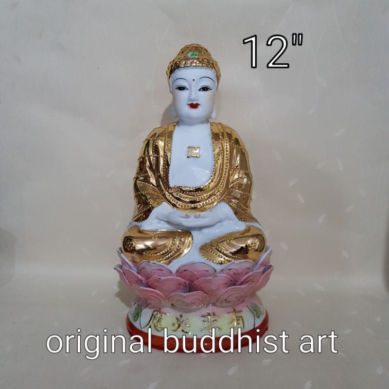 patung buddha keramik 12 inch