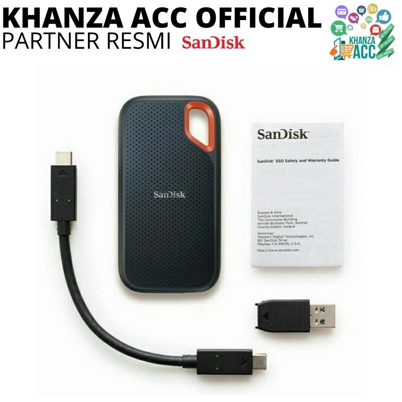 KHANZAACC SANDISK Extreme SSD Portable 500GB Speed Up to 1050MBps TYPE C USB 3.1