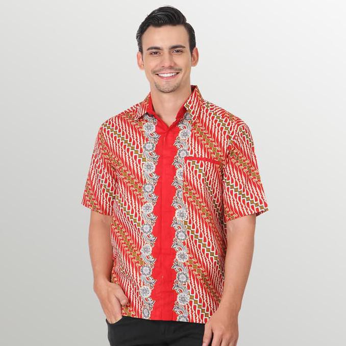 Adikusuma - Hem Batik Parang Simetris - Merah