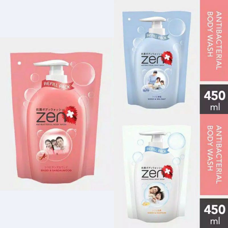 Zen Antibacterial Body Wash Sulphur &amp; SandalWood Reffil 400 ml ~ ORIGINAL 100%