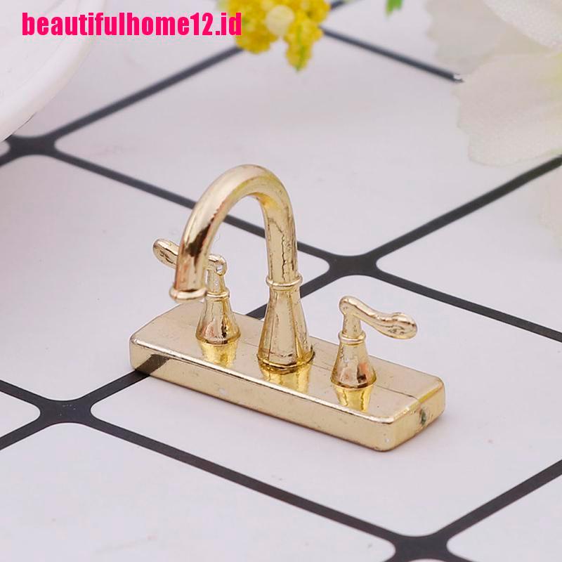 【beautifulhome12.id】1/12 Dollhouse miniature accessories mini alloy double faucet for decoration