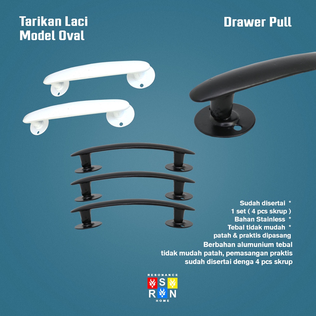 Tarikan Laci Lemari Jendela Oval Alumunium / Handle Gagang Pintu Drawer Pull Door Knob Resonance Home