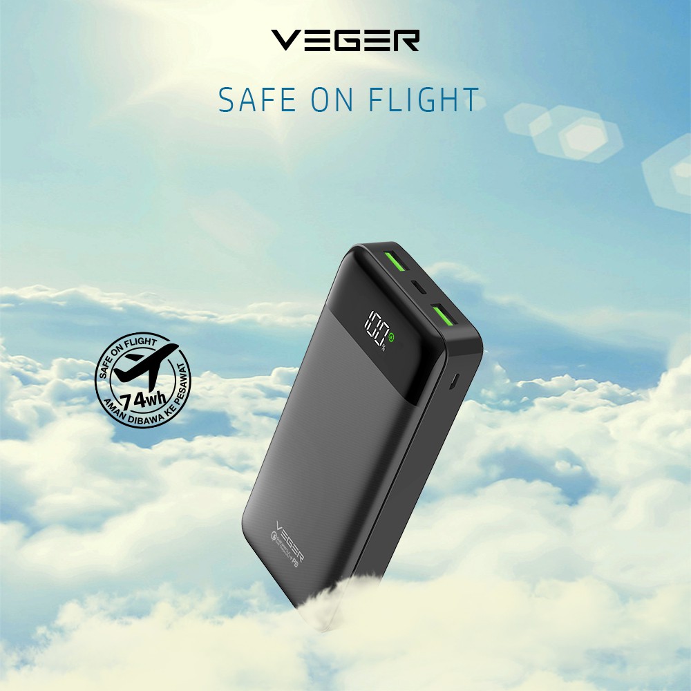 VEGER Powerbank Q21 20000mAh LED Digital Display Fast Charging Quick Charge 22.5W PD 20W Power Bank