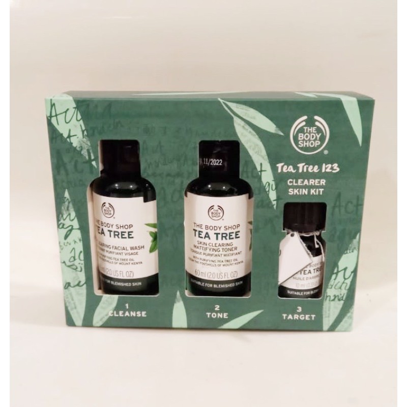 TBS ORIGINAL THE BODY SHOP: TEA TREE KIT 123 TEA TREE OIL FACIAL WASH TONER