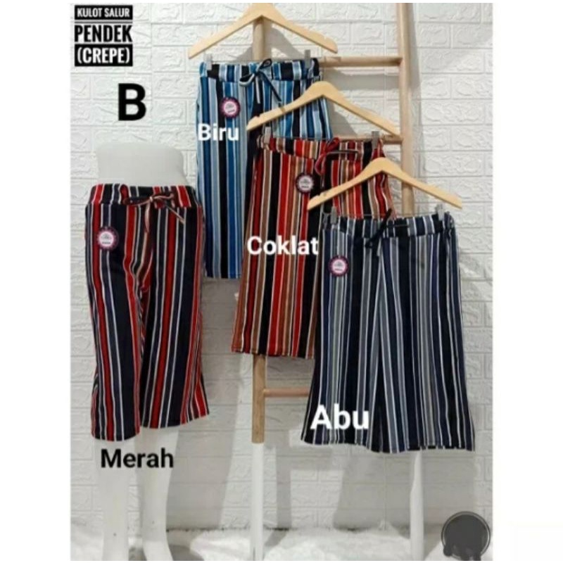 Kulot salur 7/8 celana pendek santai wanita