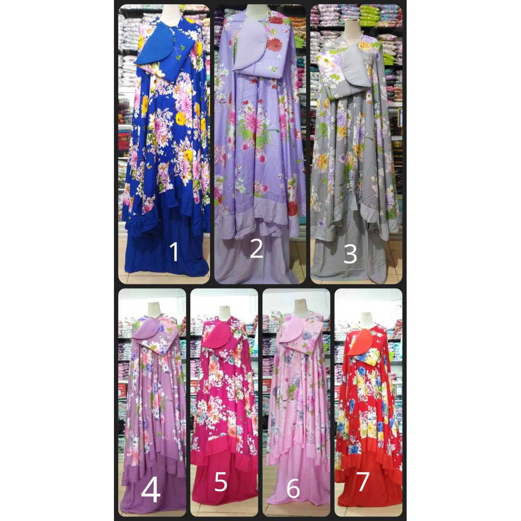 MUKENA BALI SUPER JUMBO EXCLUSIVE - SAKURA MOTIF ATAS (GESER FOTO)
