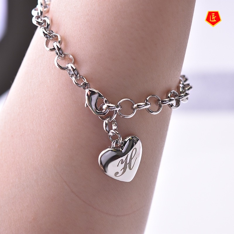 [Ready Stock]New Creative Heart-Shaped 26 Alphabet Bracelet