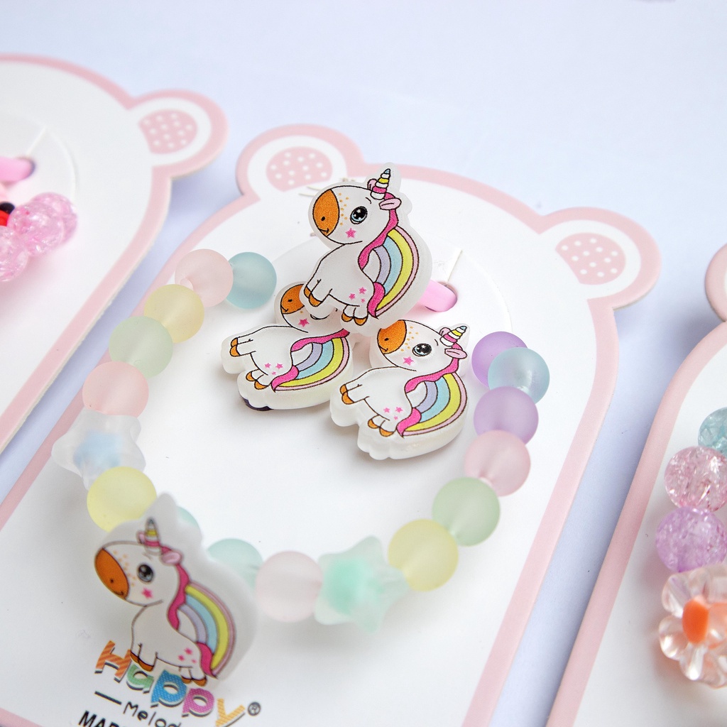 Qh-Set Perhiasan Cincin Anting Dan Gelang Anak Motif Lucu