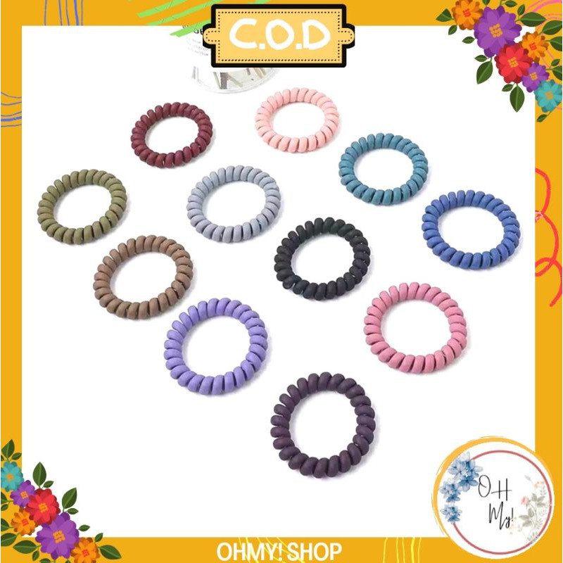 [ COD ] Ikat Rambut Spiral Fashion Korea / Kunciran Rambut Kabel / Tali Rambut Elastis-4