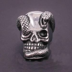 Dijual Cincin tengkorak titanium grosir Skullring jakarta Snake Bender silver Ring Murah
