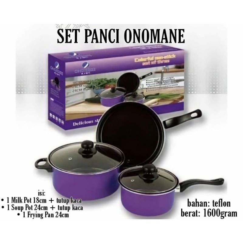 Panci Set Pot Onokabe / onomane 5pcs/Cookware Set Teflon Wajan Penggorengan