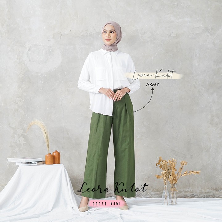Leora kulot premium warna hijau army