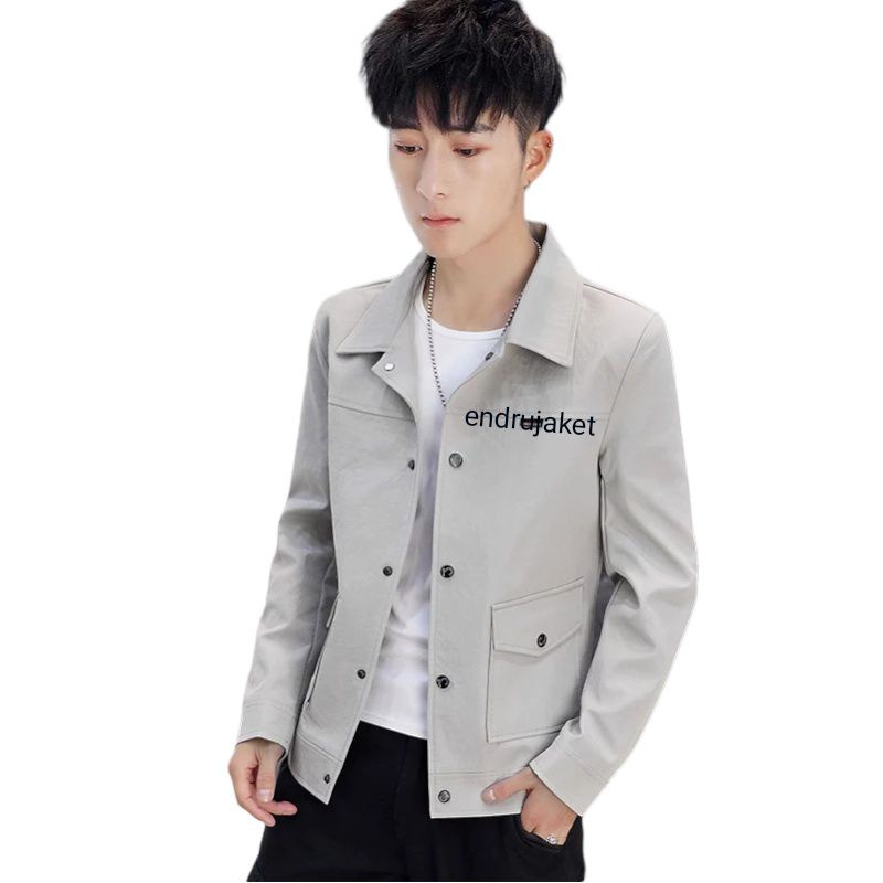 Jaket pria model Korean variasi kerah daun dan saku