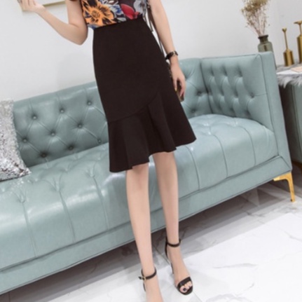【Blossom】 Korean Fishtail Hem Solid Skirt 7273