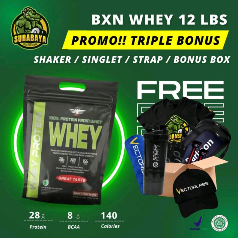 BXN WHEY 12 LBS BPOM HALAL MUI SUSU FITNESS ON GYM SURABAYA XTREME PREMIUM PROTEIN NON ISOLATE WGS