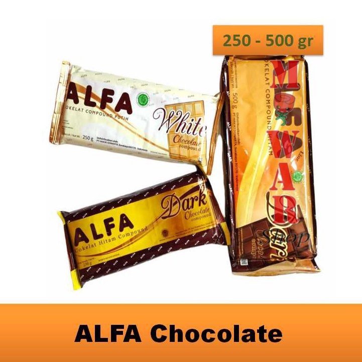 

(250 gr - 500 gr) ALFA DARK CHOCOLATE Cokelat Blok Kue Coklat Batangan