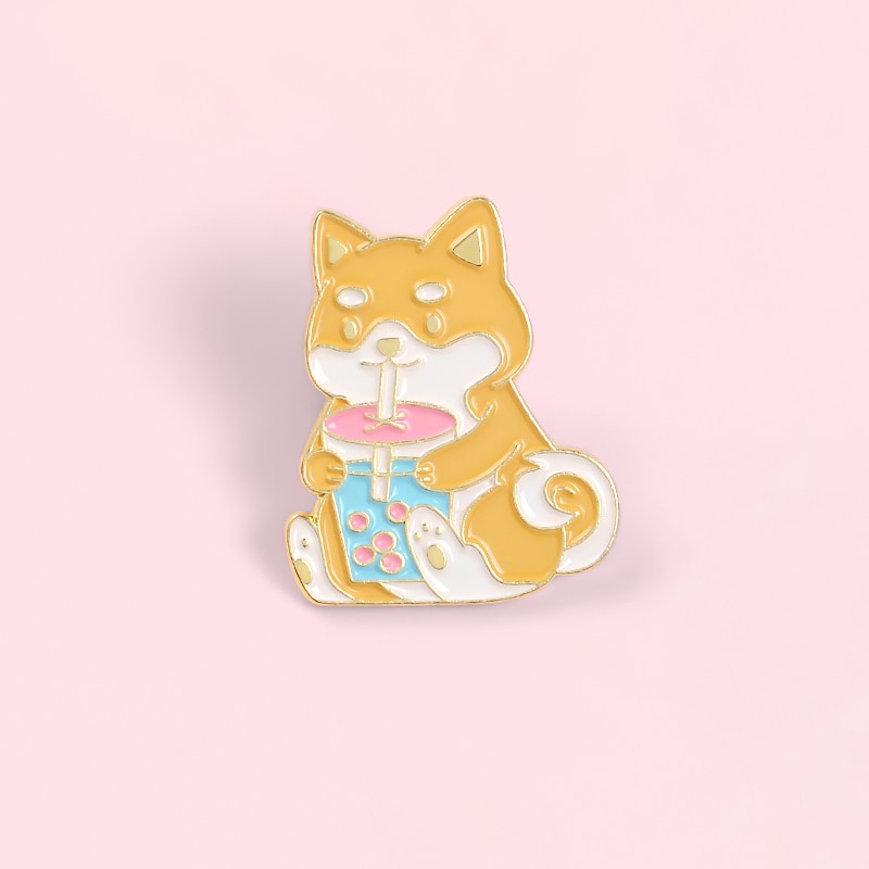 Bros Pin Enamel Bentuk Kartun Anjing Shiba Inu Untuk Hadiah Anak