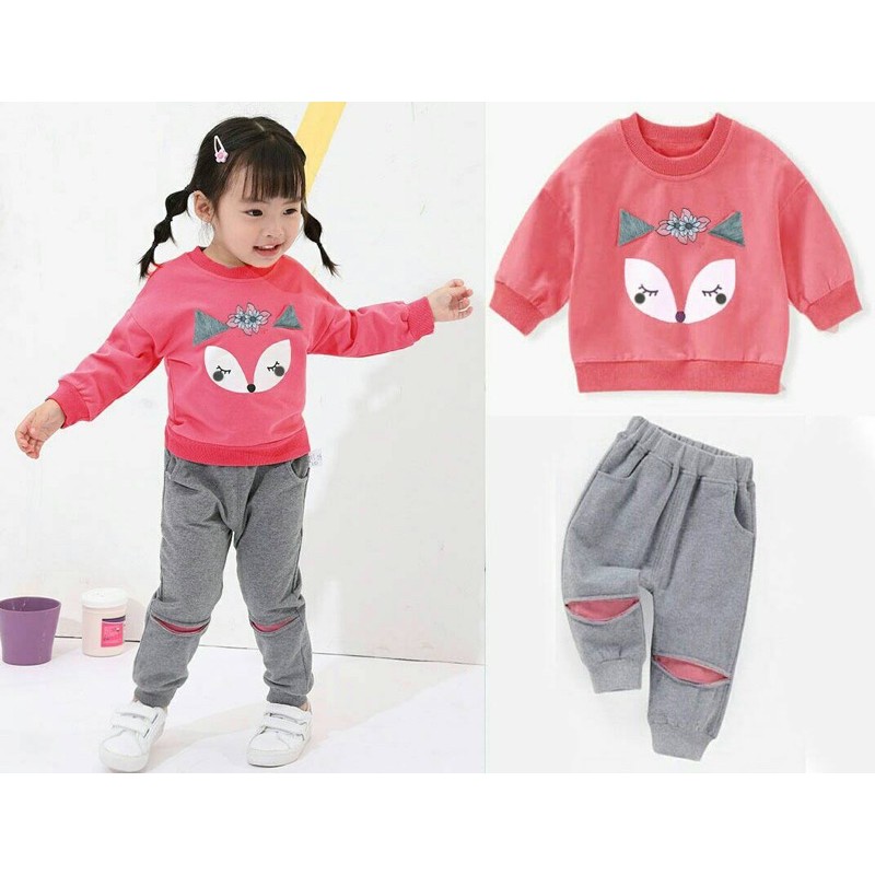 setelan sweater anak unisex / atasan swater + celana / set anak karakter