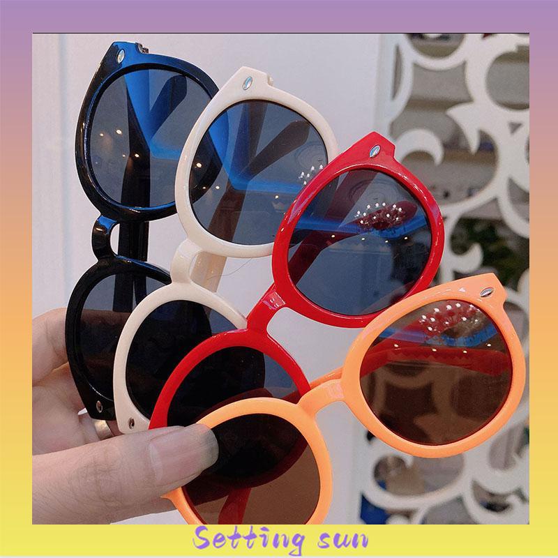 Kacamata Bingkai Bulat Anak Trendi Kacamata Mainan Anti-ultraviolet Lucu TN
